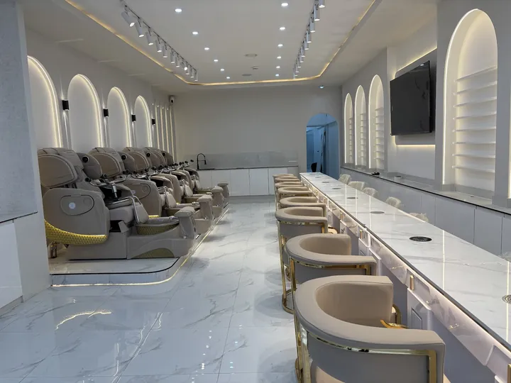 Nail stations and pedicure chairs at Chillux Nails, Orpington